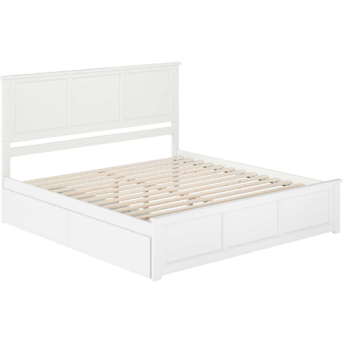 Madison King Platform Bed with Footboard, 2 Drawers & Charging in White