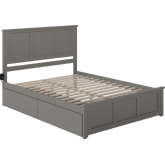 Madison King Platform Bed with Footboard, 2 Drawers & Charging in Grey