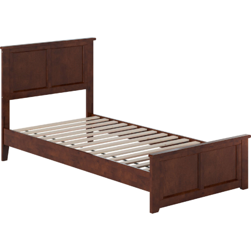 Charlotte Twin XL Low Profile Platform Bed with USB & Matching Footboard in Walnut Finish