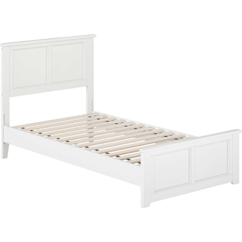 Charlotte Twin Low Profile Platform Bed with USB & Matching Footboard in White Finish