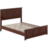 Charlotte Full Low Profile Platform Bed with USB & Matching Footboard in Walnut Finish
