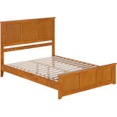 Charlotte Queen Low Profile Platform Bed with USB & Matching Footboard in Light Toffee Finish