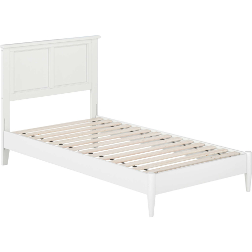 Charlotte Twin Low Profile Platform Bed with USB in White Finish Wood