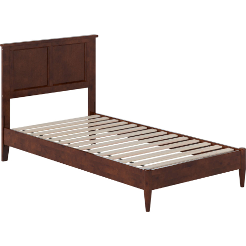 Charlotte Twin Low Profile Platform Bed with USB in Walnut Finish Wood