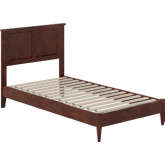 Charlotte Twin Low Profile Platform Bed with USB in Walnut Finish Wood