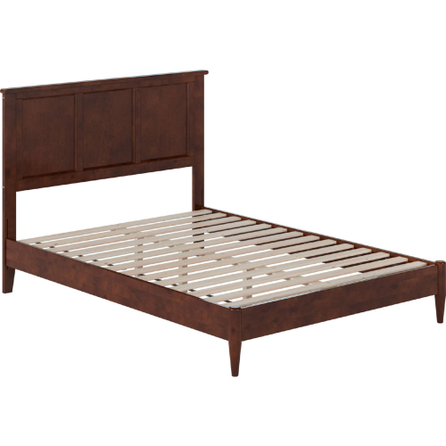 Charlotte Full Low Profile Platform Bed with USB in Walnut Finish Wood