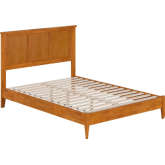 Charlotte Full Low Profile Platform Bed with USB in Light Toffee Finish Wood