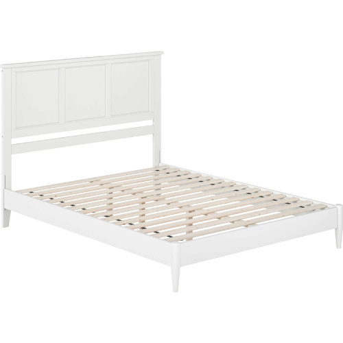 Charlotte Queen Low Profile Platform Bed with USB in White Finish Wood