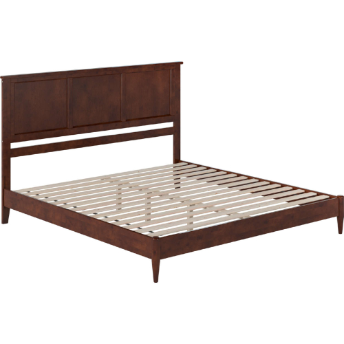 Charlotte King Low Profile Platform Bed with USB in Walnut Finish Wood