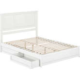 Felicity Queen Platform Bed with Panel Footboard, Drawers & Charging in White