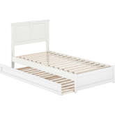 Felicity Twin XL Platform Bed with Panel Footboard, Twin XL Trundle & Charging in White