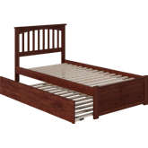 Mission Twin Extra Long Bed with Footboard & Twin Extra Long Trundle in Walnut