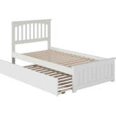 Mission Twin Extra Long Bed with Footboard & Twin Extra Long Trundle in White