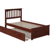 Mission Twin Extra Long Bed with Footboard & Twin Extra Long Trundle in Walnut