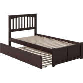 Mission Twin Bed with Flat Panel Footboard & Urban Trundle in Espresso