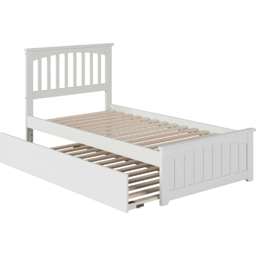 Mission Twin Bed with Matching Footboard & Urban Trundle Bed in White