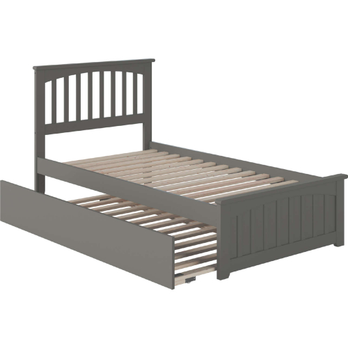 Mission Twin Platform Bed with Matching Footboard & Trundle Bed in Atlantic Grey