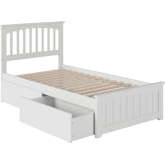 Mission Twin Bed with Matching Footboard & 2 Urban Bed Drawers in White