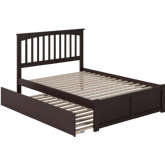 Mission Full Bed with Flat Panel Footboard & Urban Trundle in Espresso