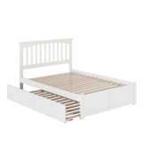 Mission Full Bed with Flat Panel Footboard & Urban Trundle in White
