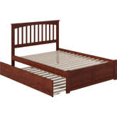 Mission Full Bed with Flat Panel Footboard & Urban Trundle in Antique Walnut
