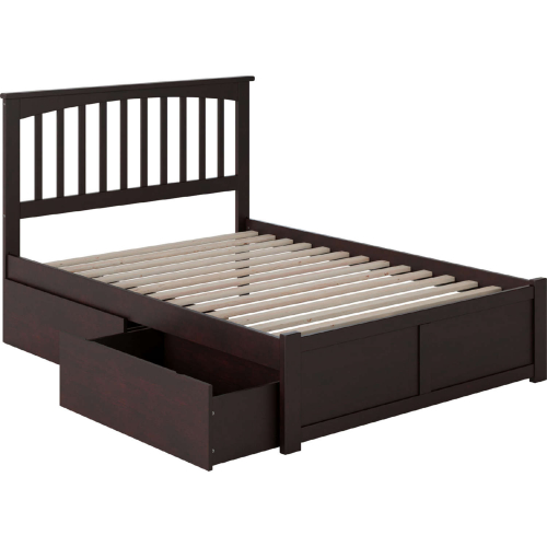 Mission Full Bed with Flat Panel Footboard & 2 Urban Bed Drawers in Espresso