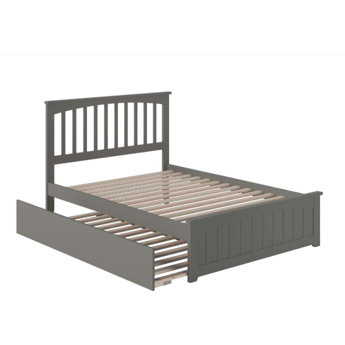 Mission Full Platform Bed with Twin Urban Trundle in Atlantic Grey