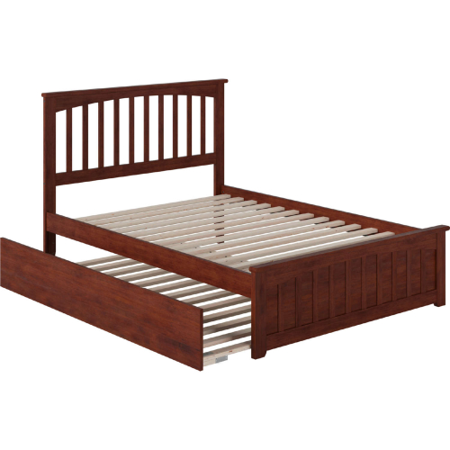 Mission Full Platform Bed with Matching Foot Board & Full Urban Trundle in Walnut