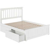 Mission Full Bed with Matching Footboard & 2 Urban Bed Drawers in White