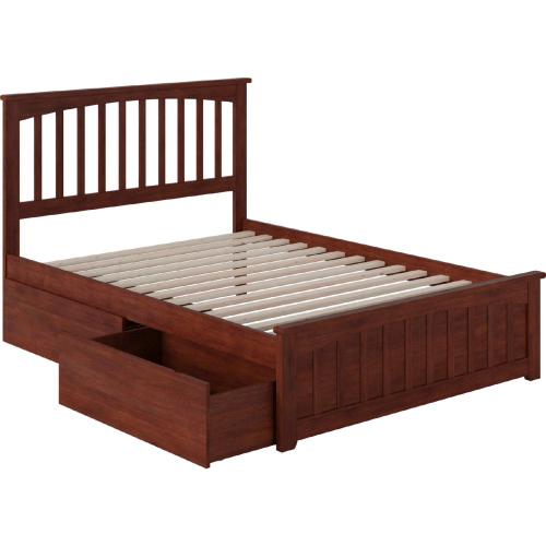 Mission Full Bed with Matching Footboard & 2 Urban Bed Drawers in Walnut