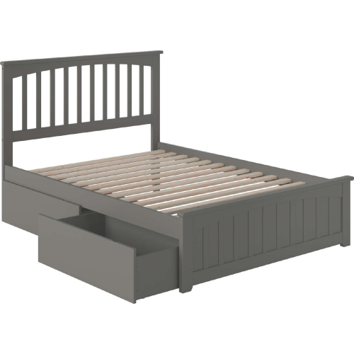 Mission Full Bed with Matching Footboard & 2 Urban Bed Drawers in Atlantic Grey