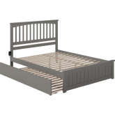 Mission Queen Platform Bed, Match Footboard, Turbo Charger & Twin XL Trundle in Grey