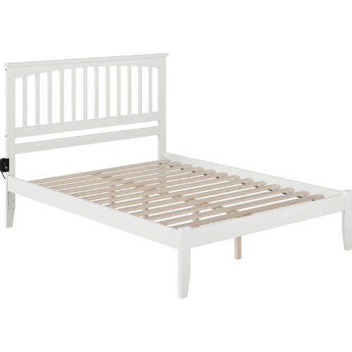Mission King Platform Bed with Open Footboard in White
