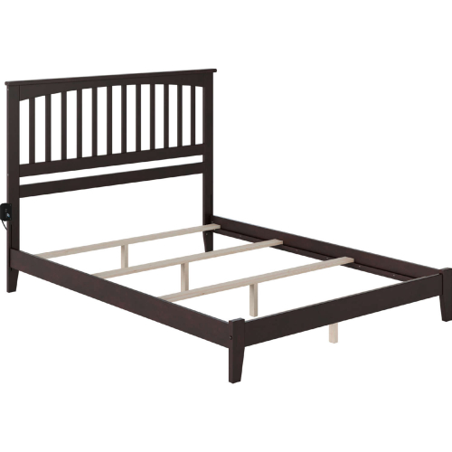 Mission KIng Bed with Open Footboard & Turbo Charger in Espresso