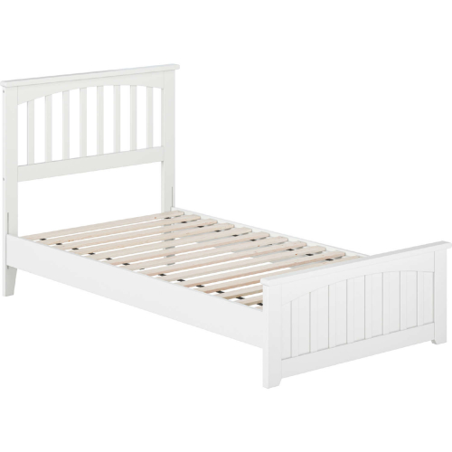 Becket Twin Low Profile Platform Bed with USB & Matching Footboard in White Finish