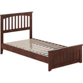 Becket Twin Low Profile Platform Bed with USB & Matching Footboard in Walnut Finish