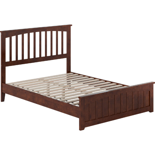 Becket Full Low Profile Platform Bed with USB & Matching Footboard in Walnut Finish