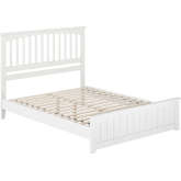 Becket Queen Low Profile Platform Bed with USB & Matching Footboard in White Finish