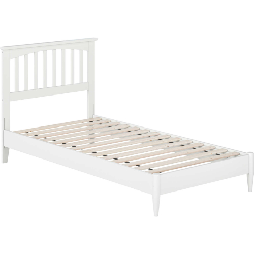 Becket Twin XL Low Profile Platform Bed with USB in White Finish Wood