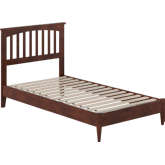 Becket Twin Low Profile Platform Bed with USB in Walnut Finish Wood