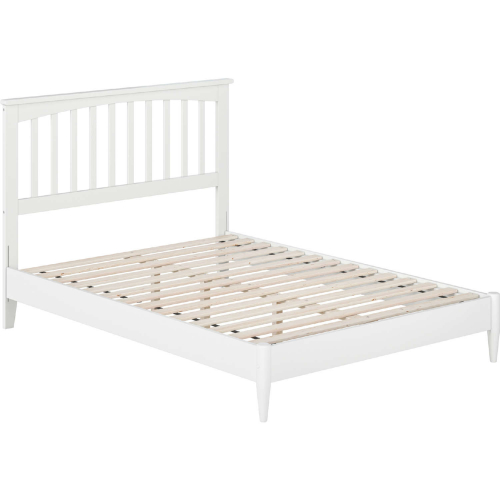 Becket Full Low Profile Platform Bed with USB in White Finish Wood