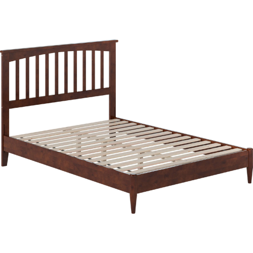 Becket Full Low Profile Platform Bed with USB in Walnut Finish Wood