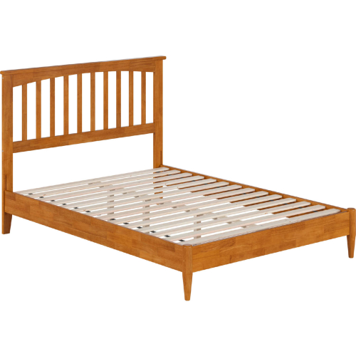 Becket Full Low Profile Platform Bed with USB in Light Toffee Finish Wood