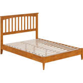 Becket Full Low Profile Platform Bed with USB in Light Toffee Finish Wood
