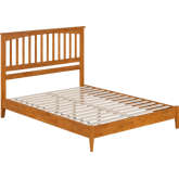 Becket Queen Low Profile Platform Bed with USB in Light Toffee Finish Wood