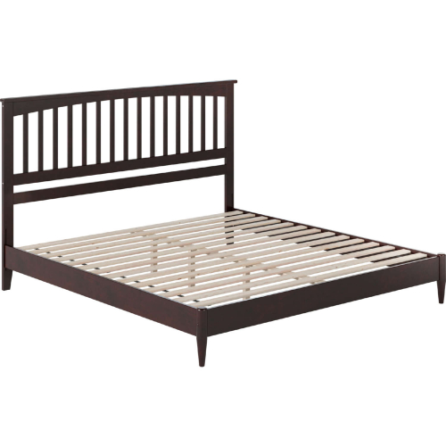 Becket King Low Profile Platform Bed with USB in Espresso Finish Wood
