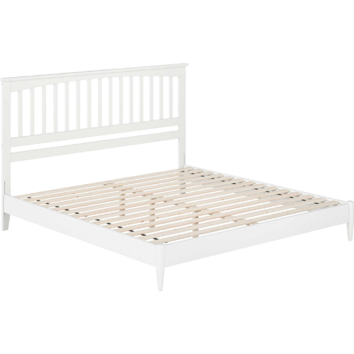 Becket King Low Profile Platform Bed with USB in White Finish Wood