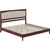 Becket King Low Profile Platform Bed with USB in Walnut Finish Wood