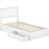 Everett Twin XL Platform Bed with Panel Footboard, Drawers & Charging in White