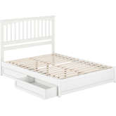 Everett Queen Platform Bed with Panel Footboard, Drawers & Charging in White
